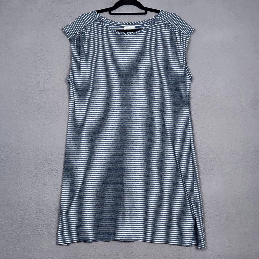 Sundance T-Shirt Dress Womens XL Blue Stripe Cap Sleeve Jersey Knit Casual